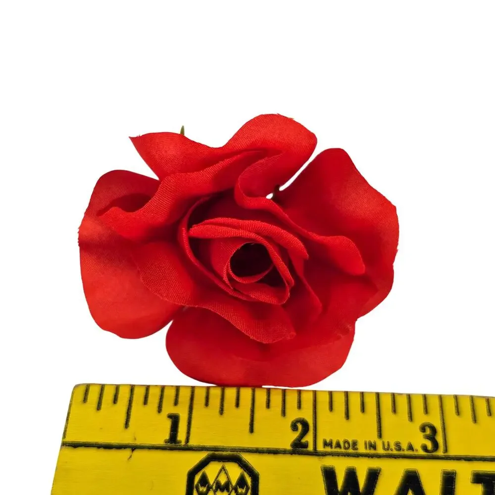 25 Red Silk Rose Heads Stemless Wedding Floral Craft DIY Wreaths 2.5in